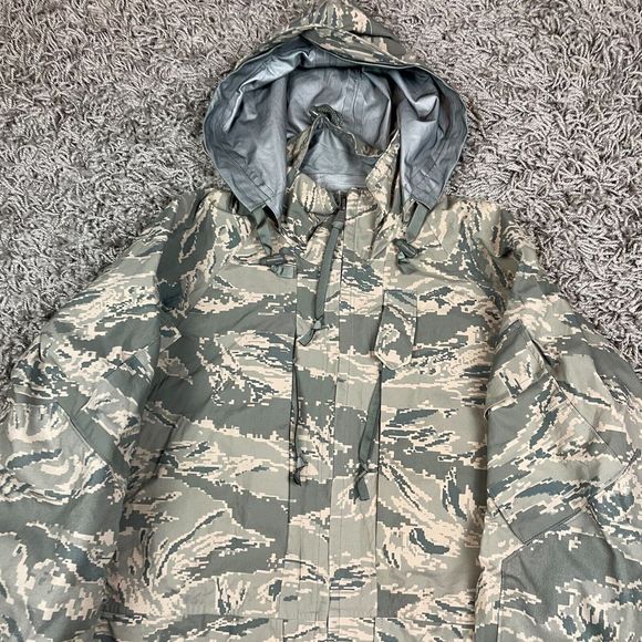 Air Force Parka Mens Medium Camouflage Camo Tiger Stripe APECS Nylon M Green - Picture 3 of 13